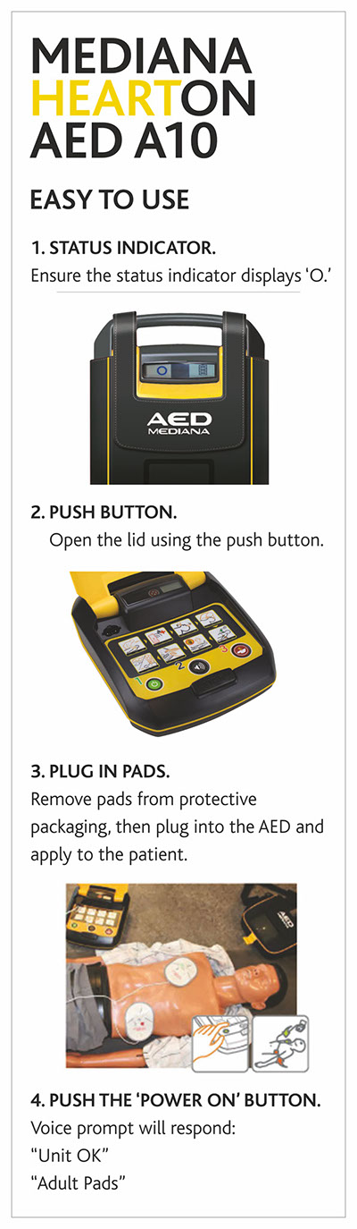 MEDIANA HEARTON AED 10 INSTRUCTIONS ON USE OF DIFIBRILLATION